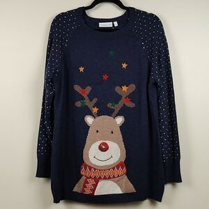 JoJo Maman Bebe Reindeer Cashmere  Blend Fair Isle Maternity Tunic
